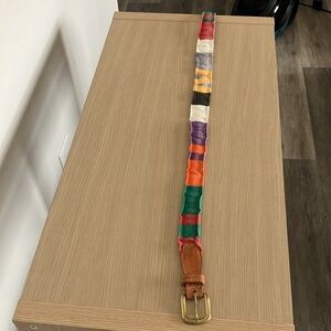 CDG vintage 80s/90s woven multicolor belt L/Xl solid brass buckle 38